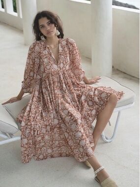 Daughters of India Kyra Midi Dress - Caramel - Small